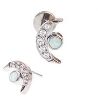 Moon Opal CZ threadless Top Titanium