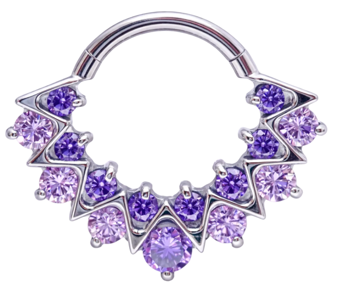 Amethyst CZ 16g 8mm Titanium Clicker