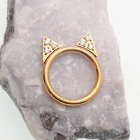Implant Titanium Cat Ear CZ Hinged Clicker, Helix, conch