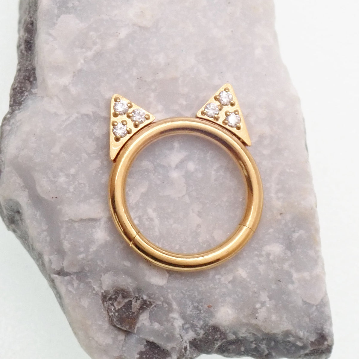 Implant Titanium Cat Ear CZ Hinged Clicker, Helix, conch