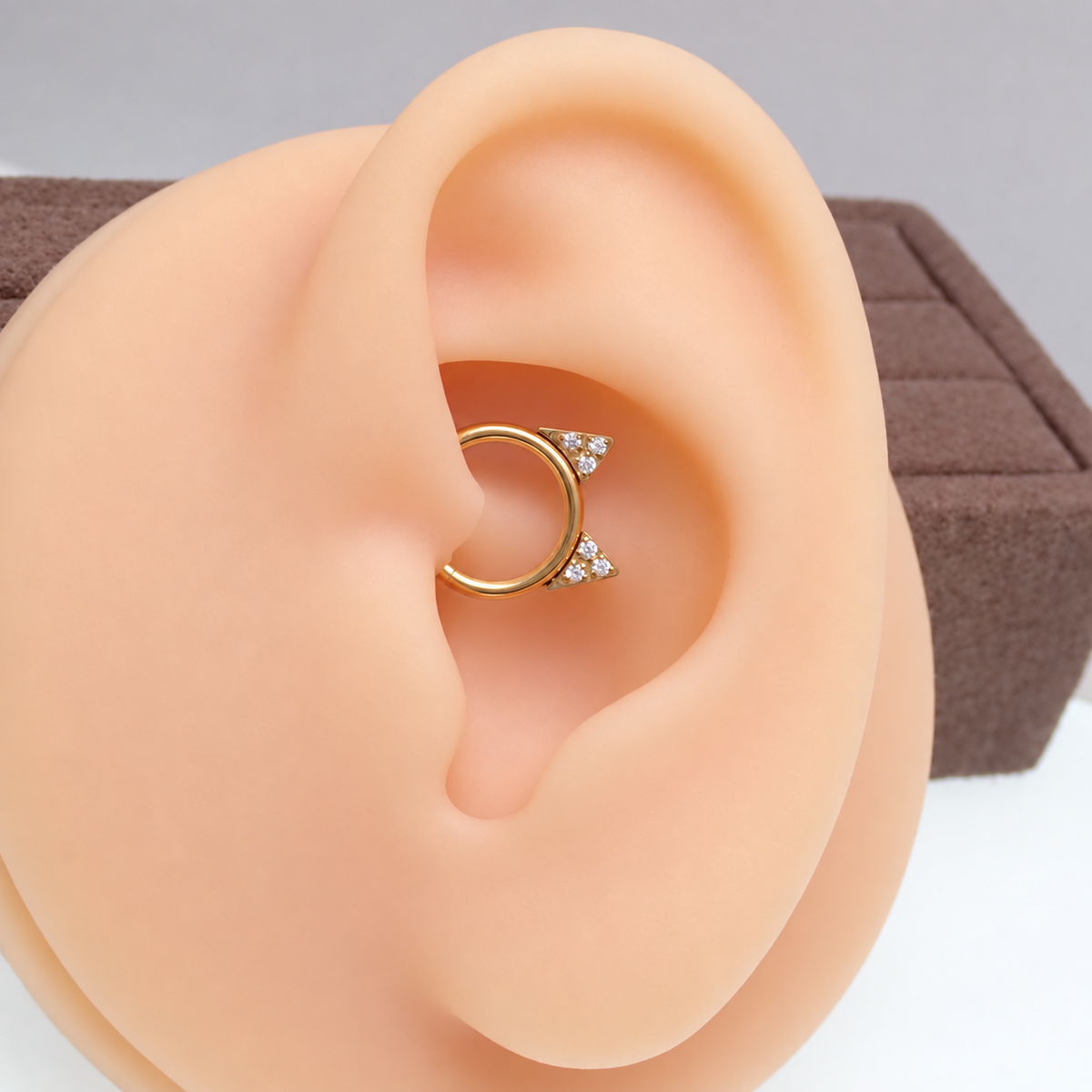 Implant Titanium Cat Ear CZ Hinged Clicker, Helix, conch