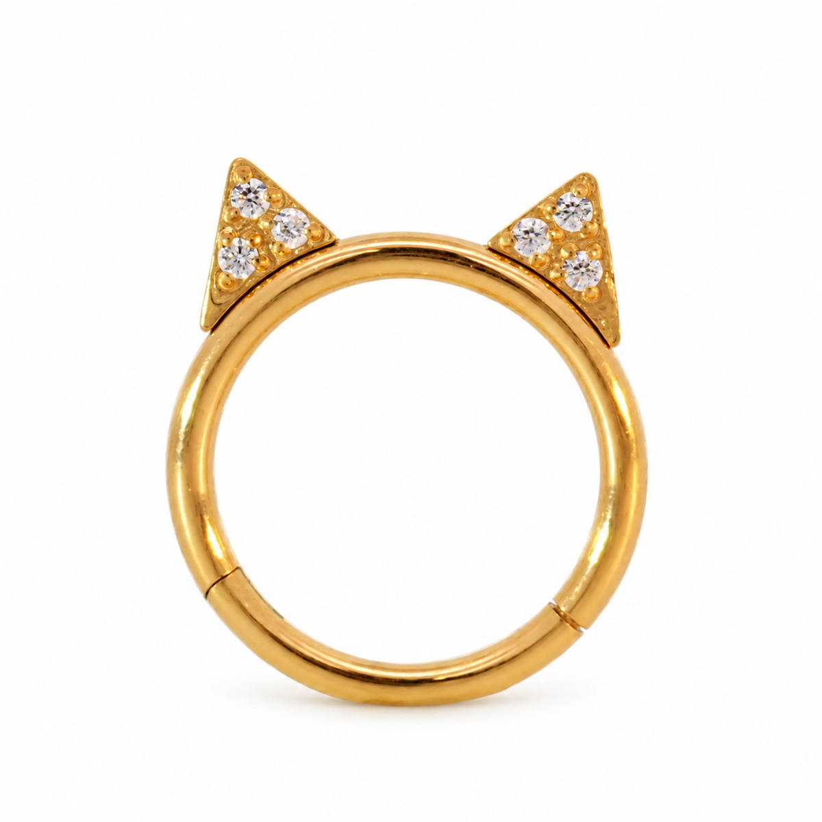 Implant Titanium Cat Ear CZ Hinged Clicker, Helix, conch