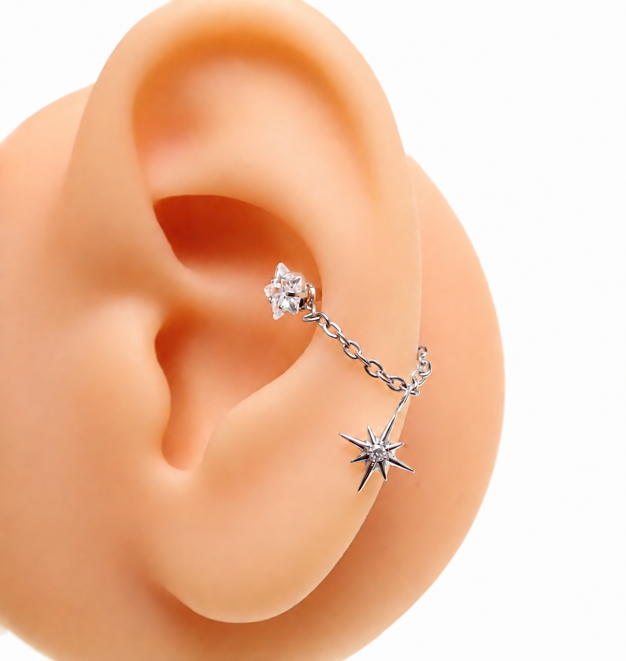 Implant Titanium CZ Star Chain Piercing Add-on