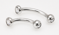 Threadless CZ curve 16g 6mm/8mm implant titanium