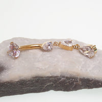 Internally Threaded Dangly CZ Belly Ring 14g 6-12mm curve