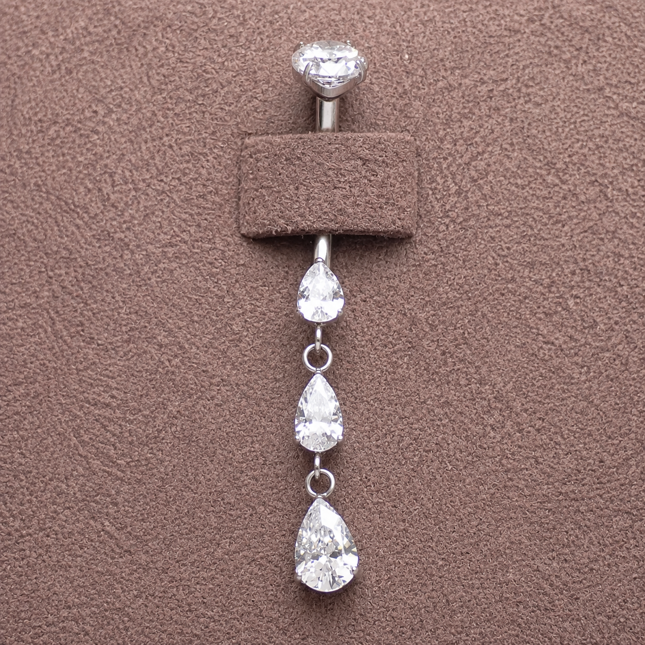 Internally Threaded Dangly CZ Belly Ring 14g 6-12mm curve