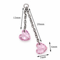 Implant Titanium Double Heart Dangly Chain Piercing Add-on Charm