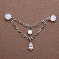 Implant Titanium CZ Drop Double Chain Piercing Add-on