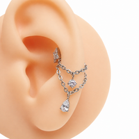 Implant Titanium CZ Drop Double Chain Piercing Add-on
