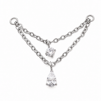 Implant Titanium CZ Drop Double Chain Piercing Add-on