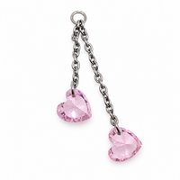 Implant Titanium Double Heart Dangly Chain Piercing Add-on Charm