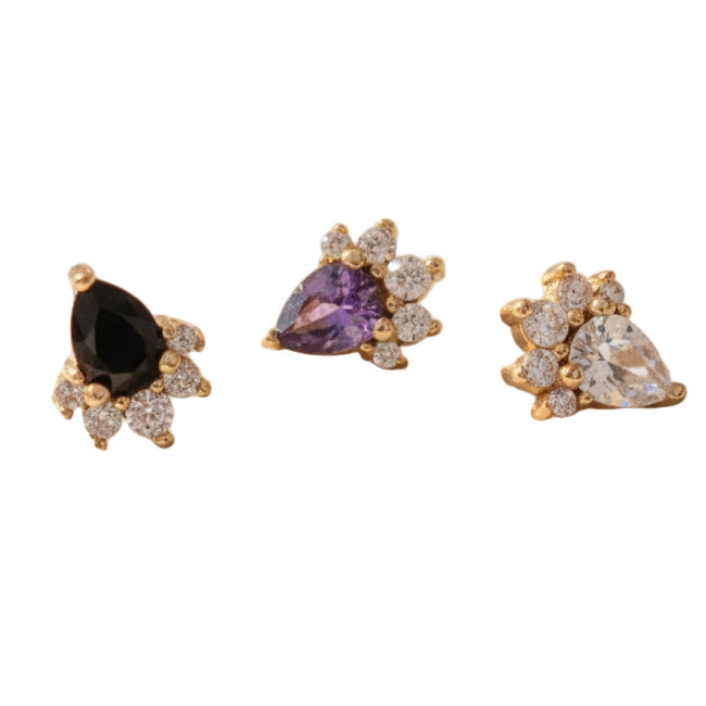 14k Gold CZ Cluster Threadless Top