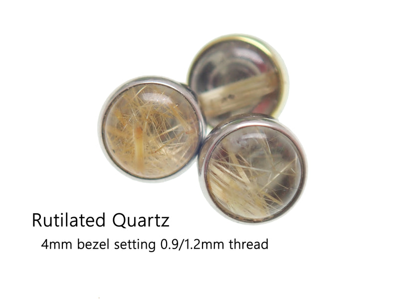 Internally Threaded 4mm Rutilated Quartz 0.9/1.2mm