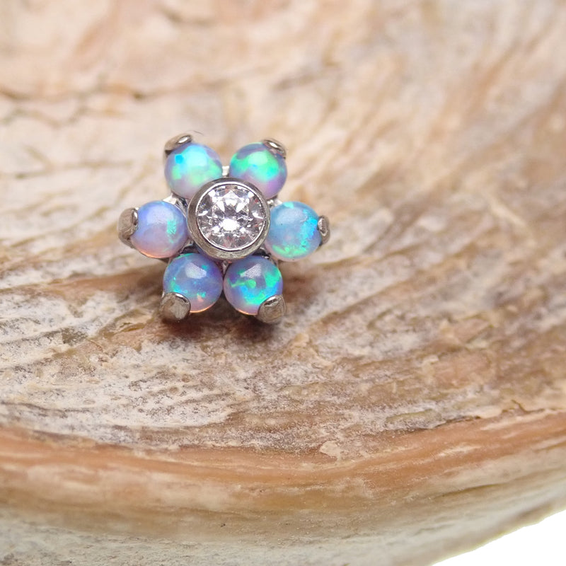 Internally Threaded Opal Flower  1.2mm thread