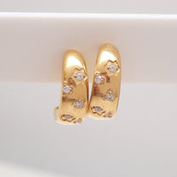 Implant grade Titanium PVD Gold CZ Half Hoop Earrings- 20g Pair