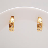 Implant grade Titanium PVD Gold CZ Half Hoop Earrings- 20g Pair