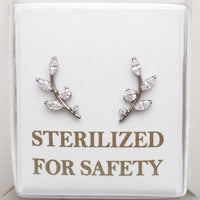 Sterilized Titanium Earrings • Implant-Grade CZ Vine Stud Earrings