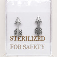 Sterilized Titanium Earrings • Implant-Grade Arrow Stud Earrings