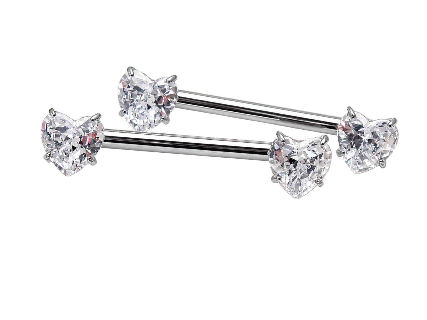 14g Heart Nipple rings Internally Threaded PAIR  14mm