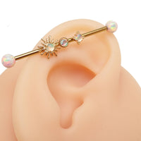 industrial ear piercing titanium barbell gold titanium 14g internally threaded opals
