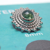 Moss Agate internally Threaded Mandala  0.9mm thread - magpie body jewelry