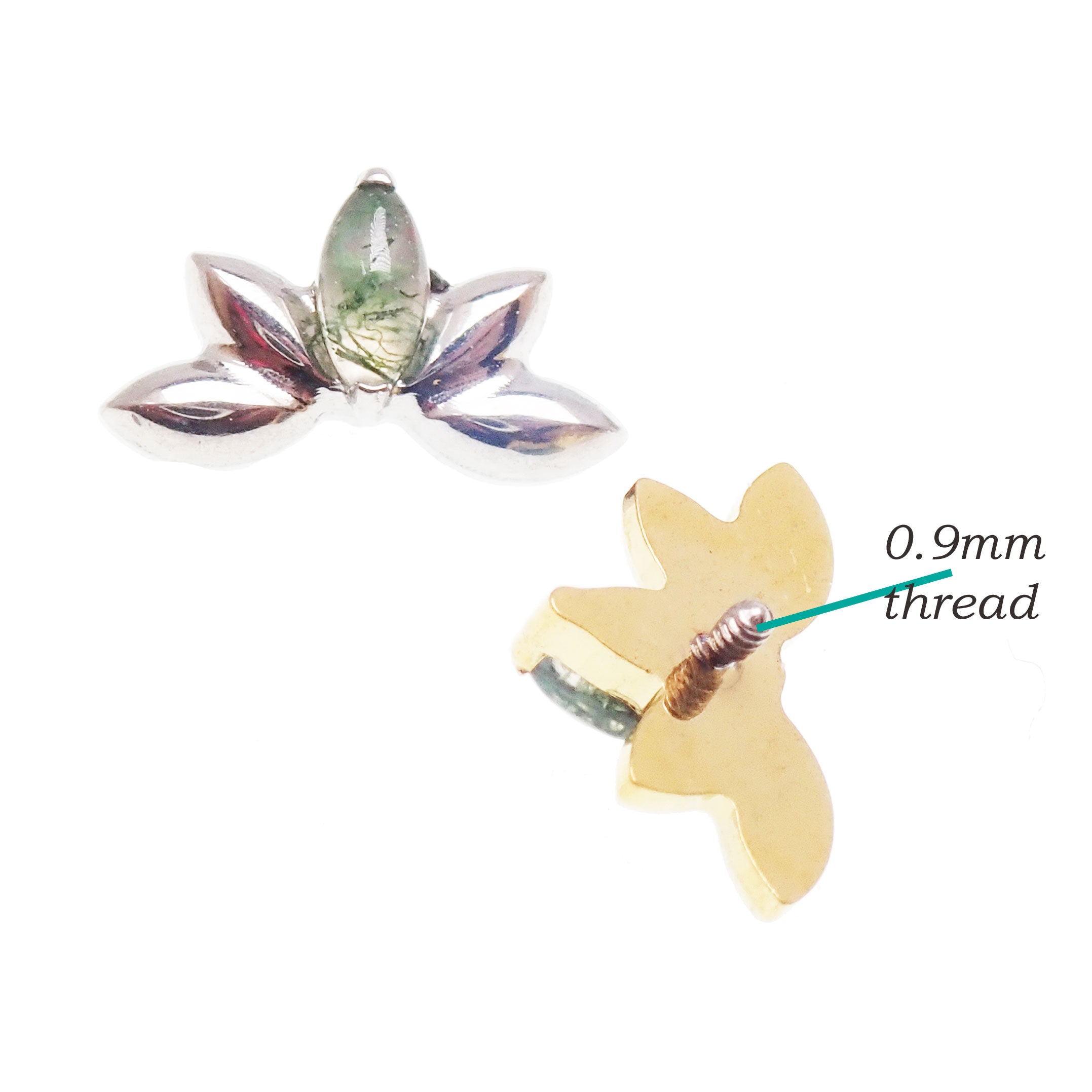 Moss Agate Titanium Lotus 0.9mm thread