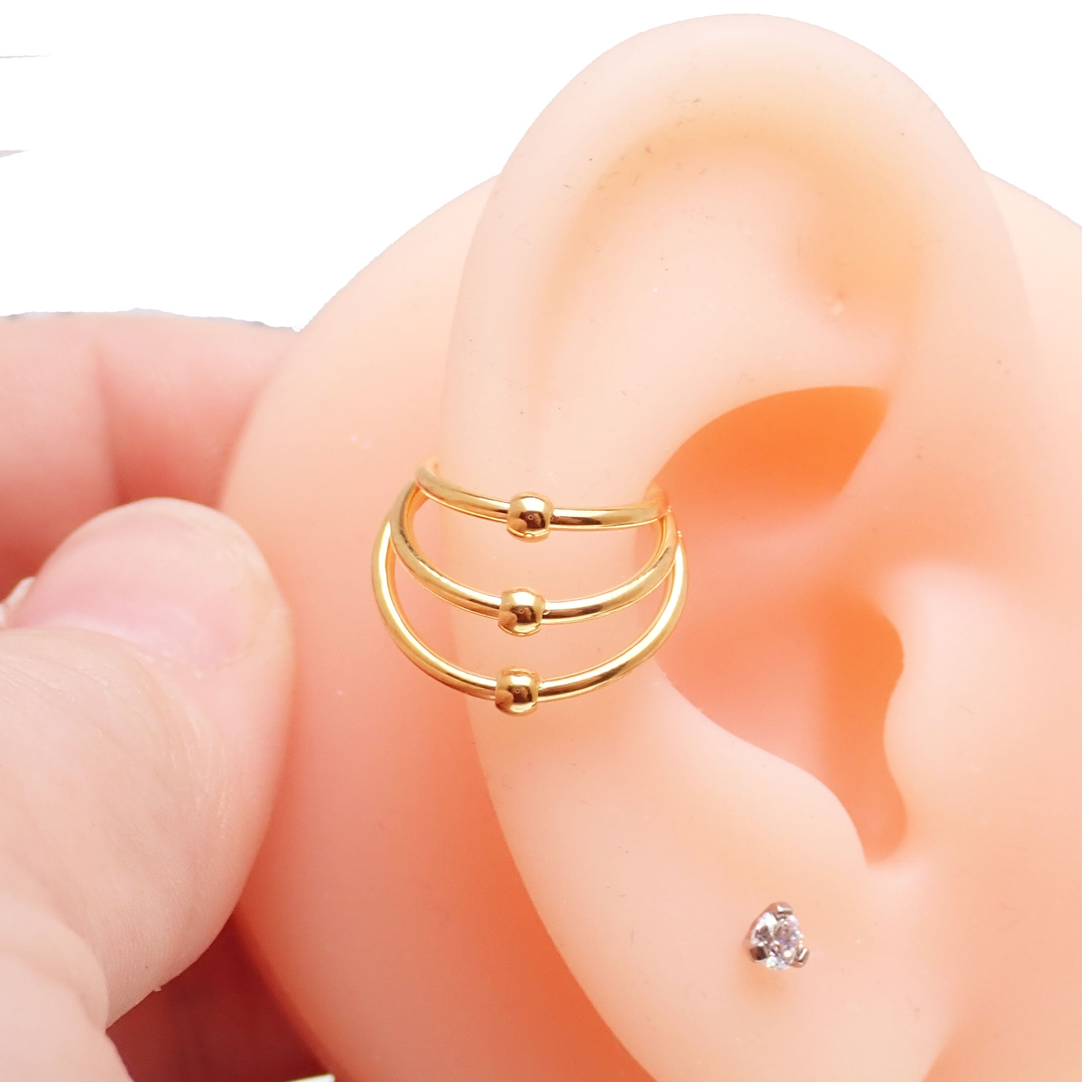 Implant Titanium 3 tier Fan Stack Hinged Clicker · 16g 10mm