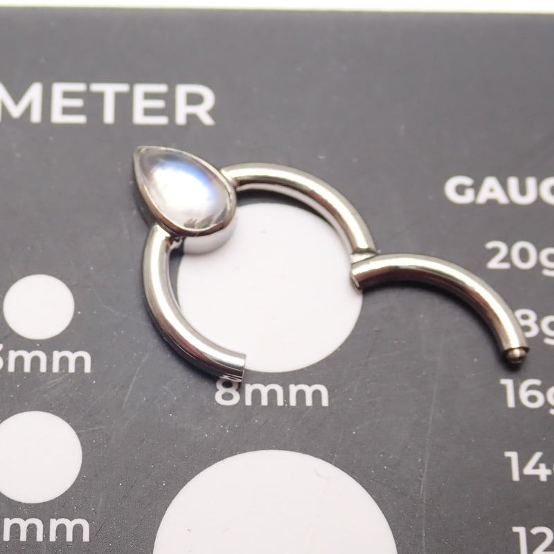 16g Moonstone Teardrop Titanium Clicker