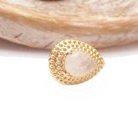 PVD Gold Threadless Beaded  Teardrop