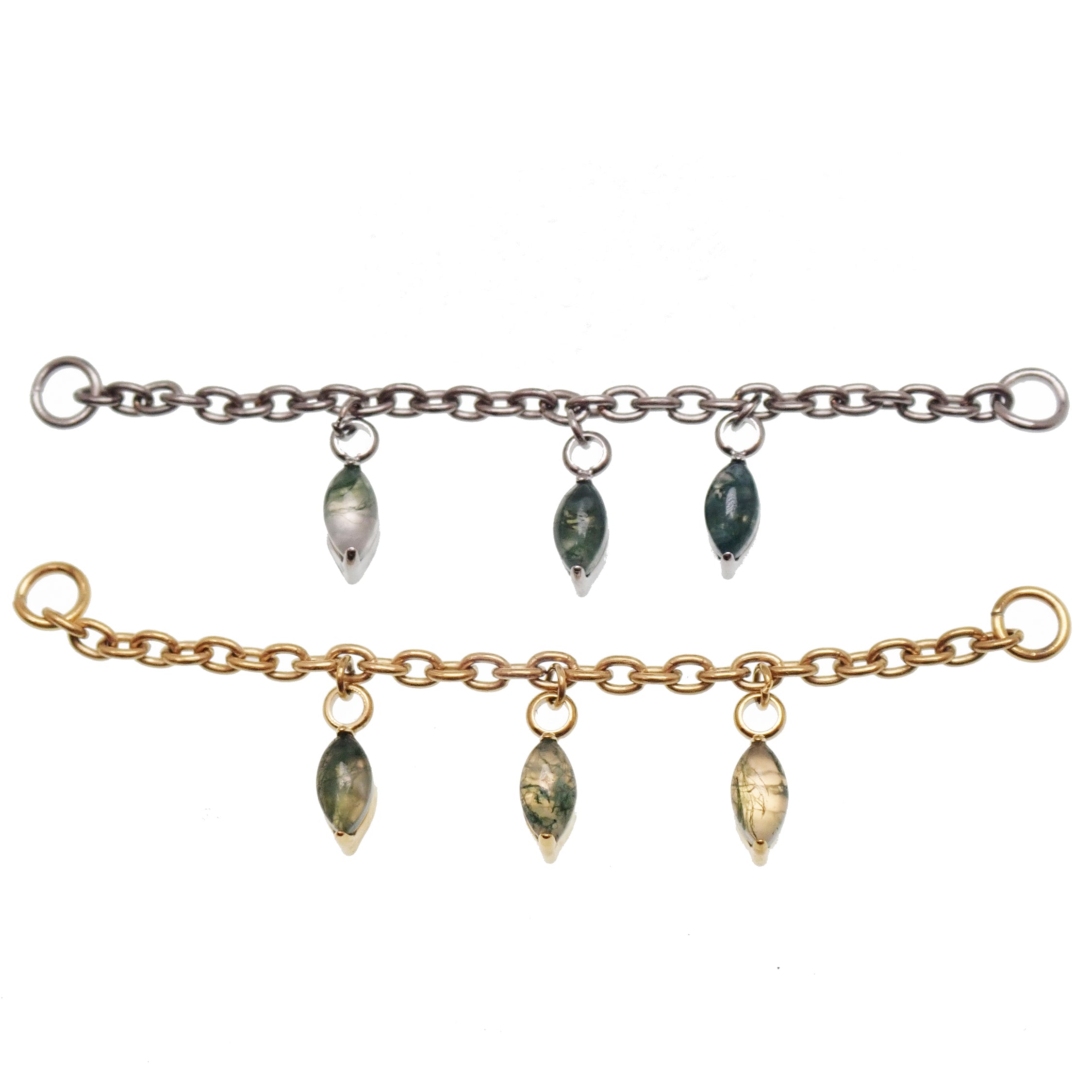 Moss Agate stone Titanium Chain