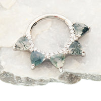 Moss Agate & CZ Hinged Clicker