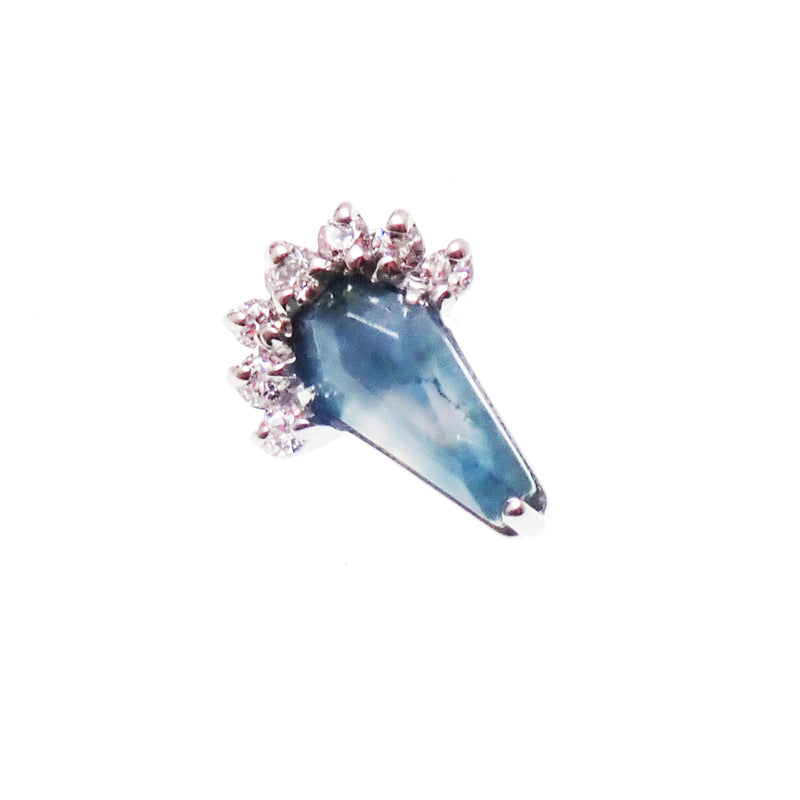 Internally Threaded CZ Moss Agate Coffin 0.9mm