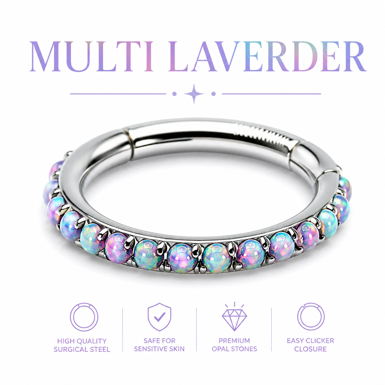 18g Titanium Hinged clicker fire opals