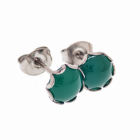 Implant grade Titanium Natural Stone 6mm Round Jade Earrings- Pair 20g