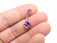Internally Threaded Natural Amethyst Navel Curve