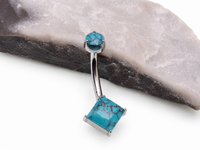Internally Threaded Natural Turquoise Navel Curve