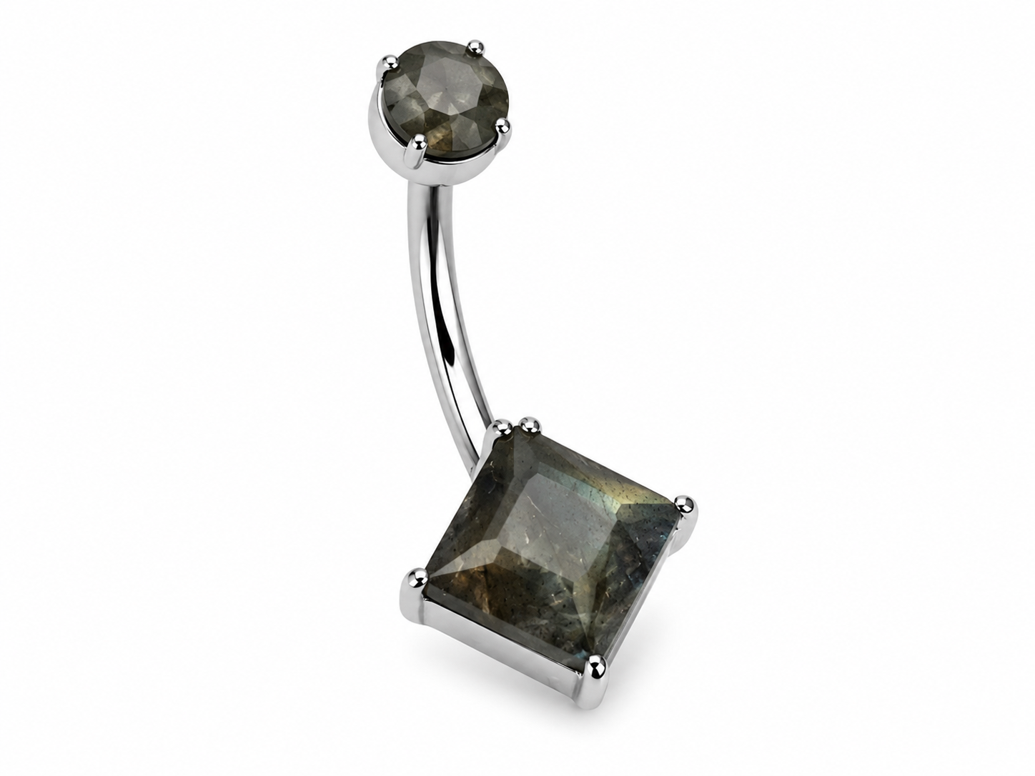 Internally Threaded Natural Labradorite Navel Curve