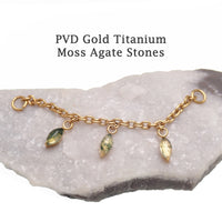 Moss Agate stone Titanium Chain