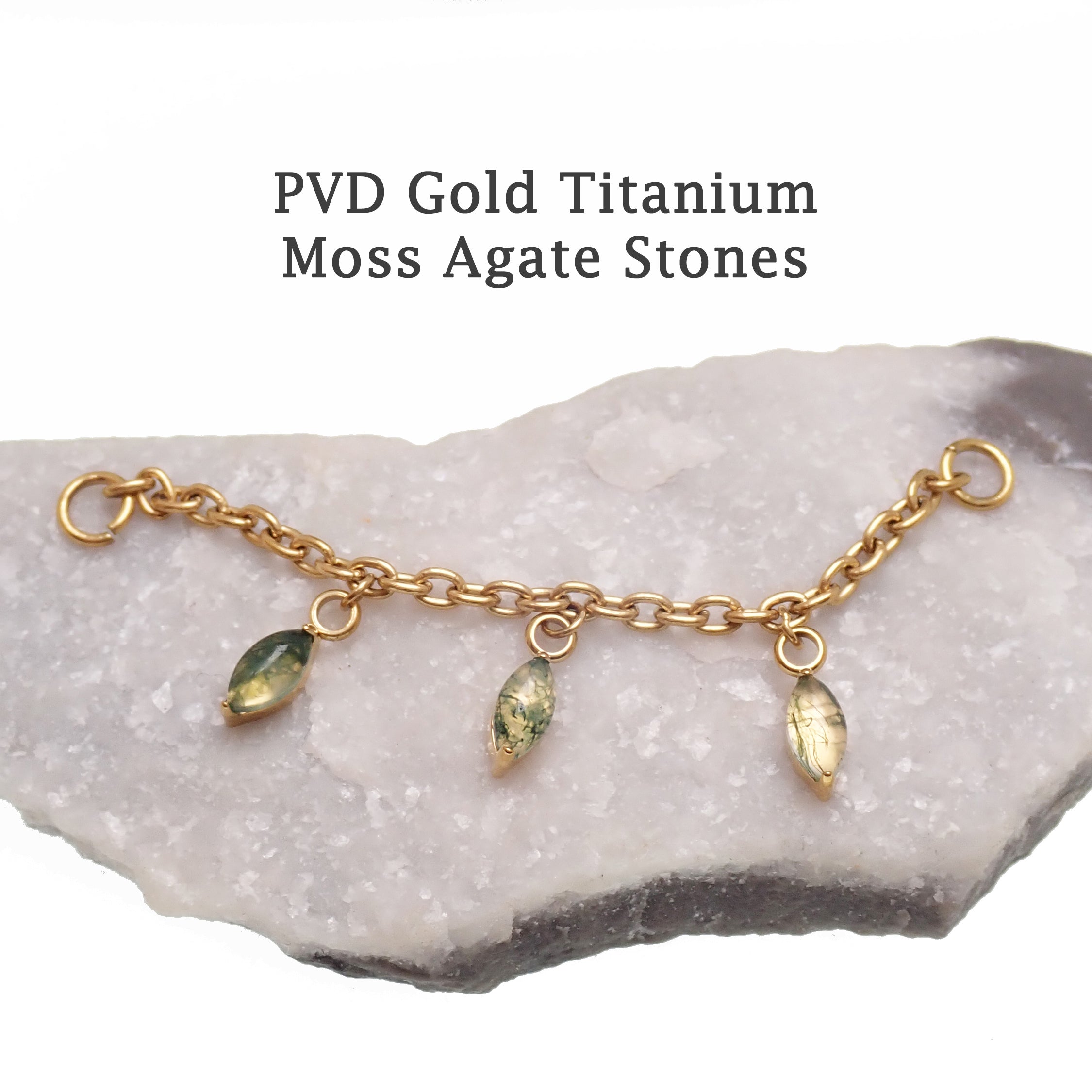 Moss Agate stone Titanium Chain