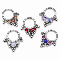 Beaded Opal & CZ Stone Cluster Clicker 16g 8mm