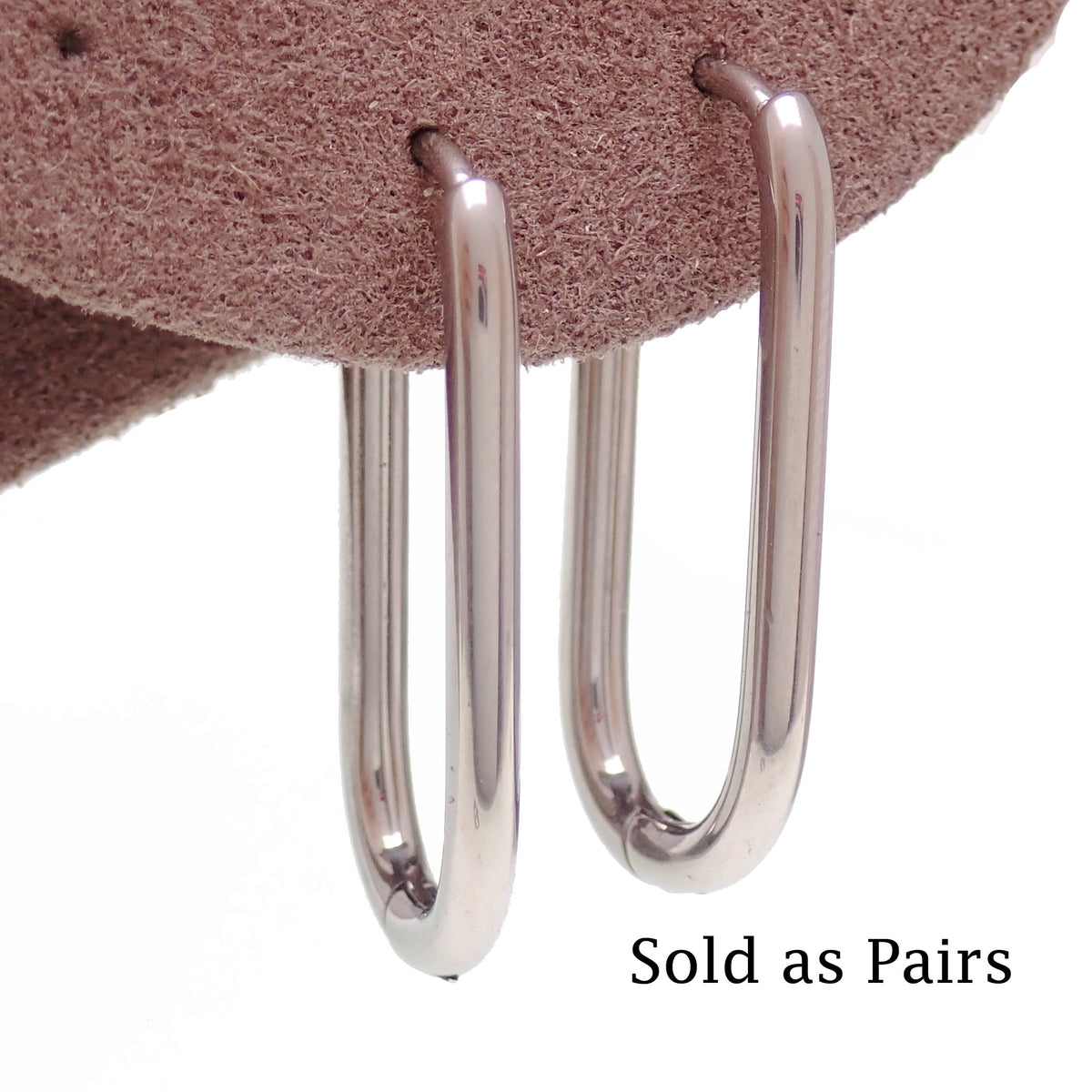 Implant Titanium Oval Hoop Earrings- 20g, 8mm or 10mm- Sold in Pairs
