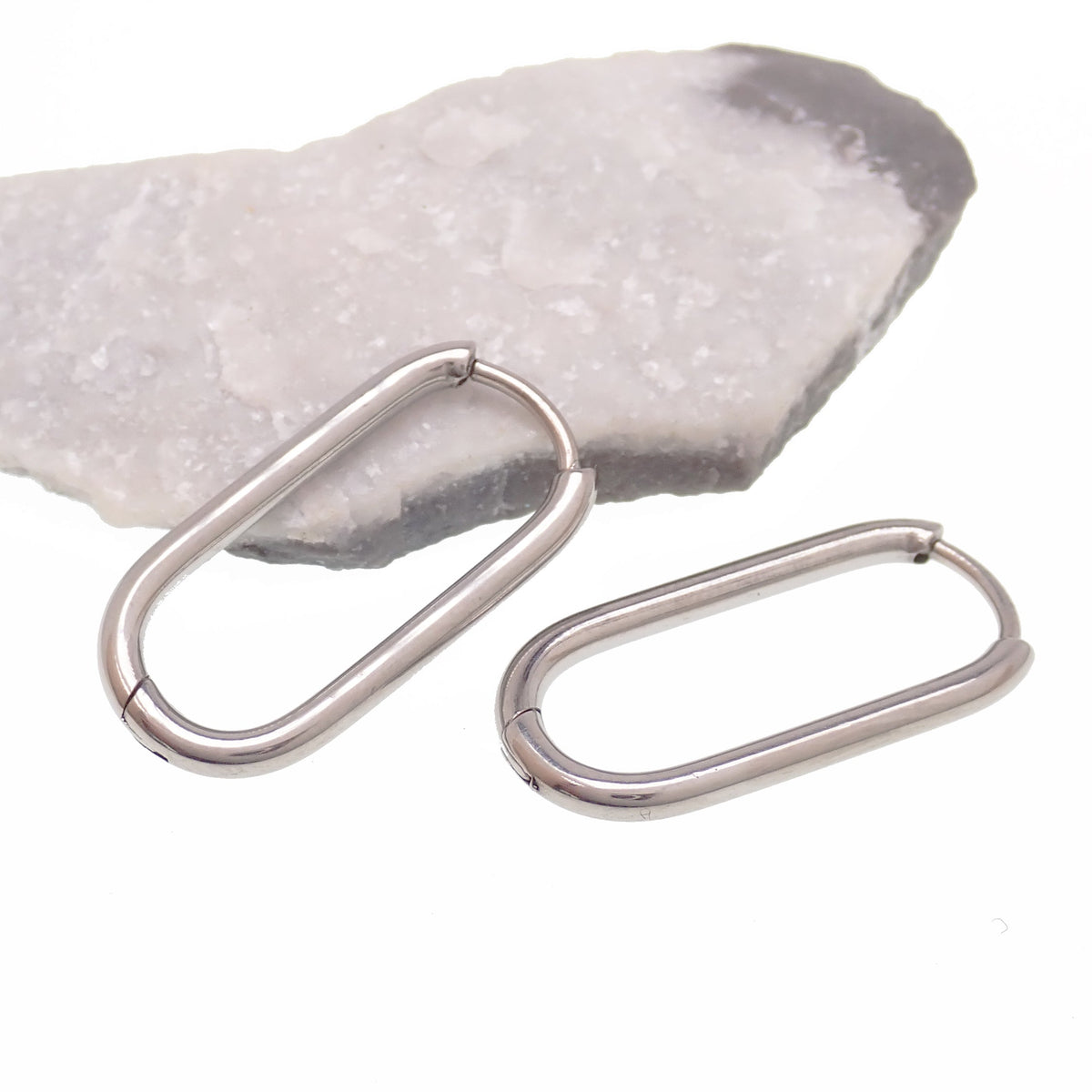 Implant Titanium Oval Hoop Earrings- 20g, 8mm or 10mm- Sold in Pairs