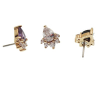 14k Gold CZ Cluster Threadless Top