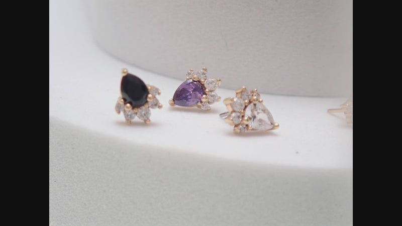 14k Gold CZ Cluster Threadless Top