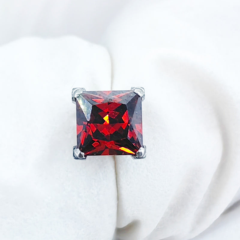 Threadless Princess Cut Color CZ Titanium Top