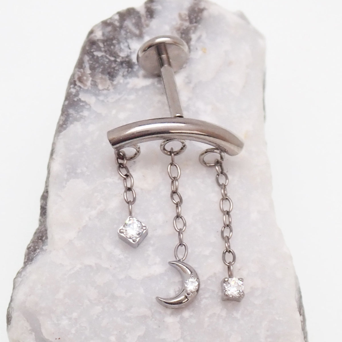 Implant Grade Titanium Dangle Moon Hidden Helix Push-Fit