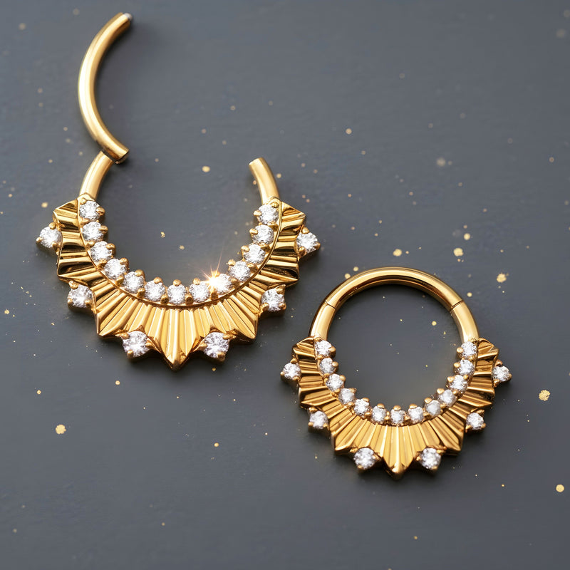 24k PVD Titanium Radiant CZ clicker 16g