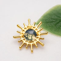 PVD  Gold Sun Moss Agate Top – 0.9mm Thread (Fits 16G & 18G)
