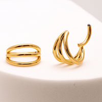 16G Triple Hoop PVD Gold Titanium Clicker (8mm & 10mm)