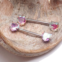 14G 14mm Heart Nipple Barbell – Internally Threaded